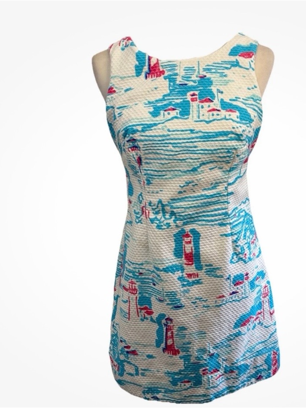 Lilly Pulitzer White Dress with Blue & Pink Nautical Print. Watch out dress.